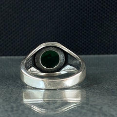 Anillo de plata maciza de piedra esmeralda 925, anillo de piedra preciosa esmeralda verde 