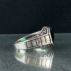 Minimalist Green Emerald Stone 925 Sterling Silver Ring