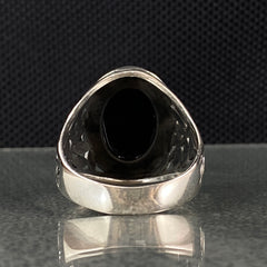 Oval Black Onyx Gemstone 925 Sterling Silver Men Ring