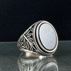 Oval Black Onyx Gemstone 925 Sterling Silver Men Ring